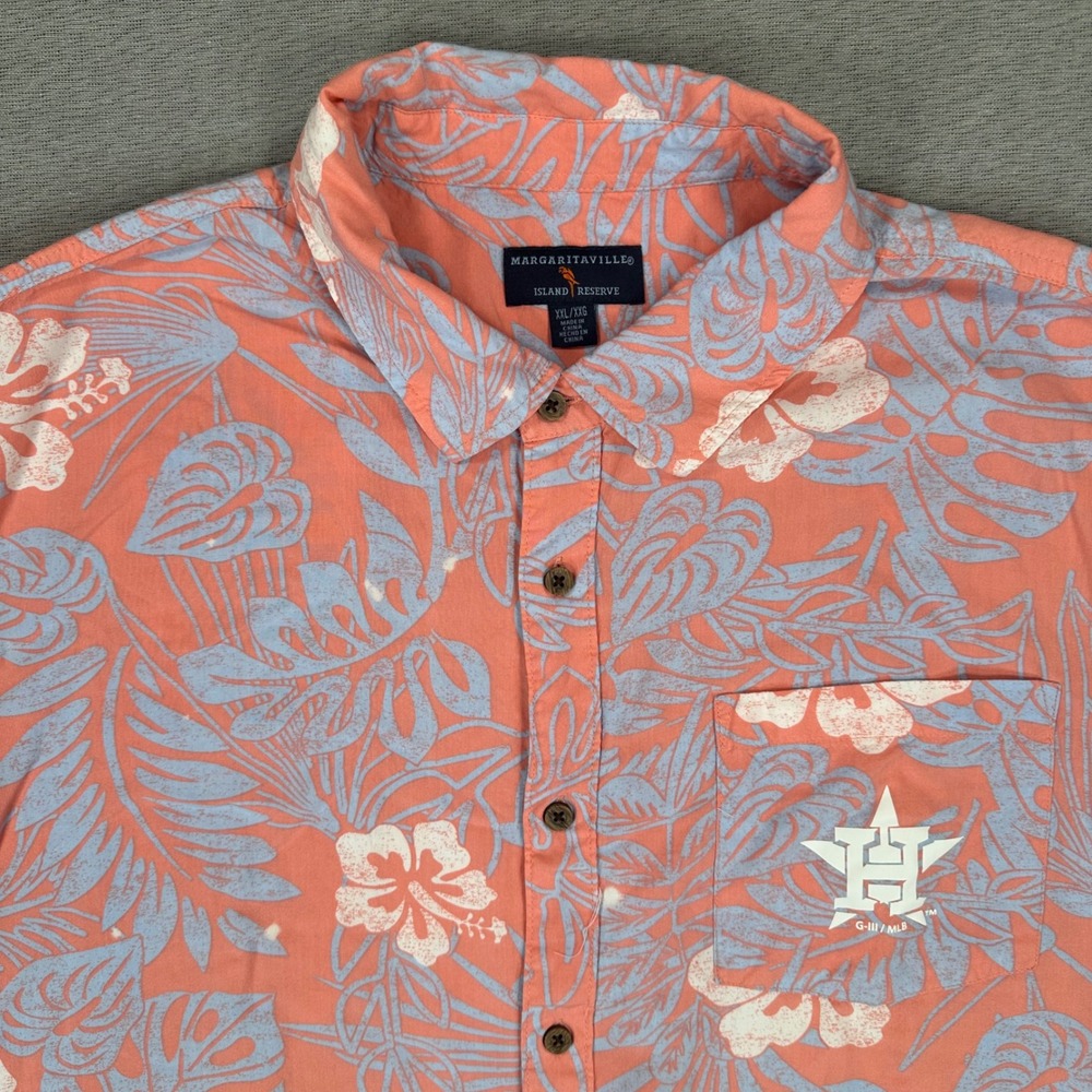 Houston Astros MLB Margaritaville Shirt Mens XXL Coral Tropical Floral Rayon AOP